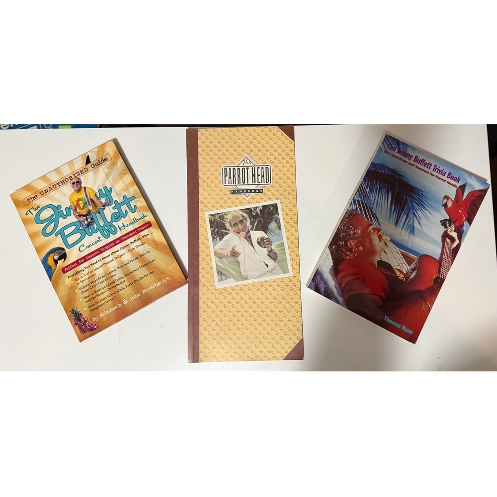 Jimmy Buffett Book Lot 3 Parrothead Handbook Trivia Book Concert Guide Fan Set
